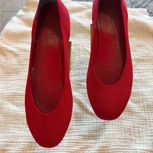 Rothy’s “The Flat” Slip-On Knit Flats – Red w/ Blue Trim – Women’s Size 12